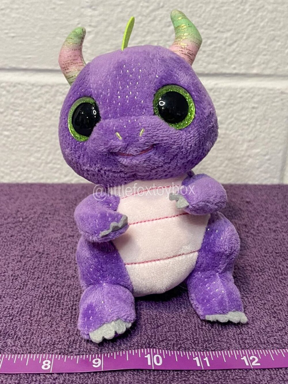 Ty Beanie Bellies Daphne Dragon Plush Purple Green Glitter Eyes 2025 ESSA Cute